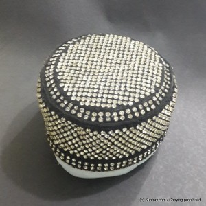 Black Color Round Full Sindhi Nagina /  Zircon Cap or Topi MKC-634